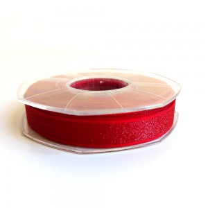 Nastro Organza Lurex Rosso Granato - 15 mm